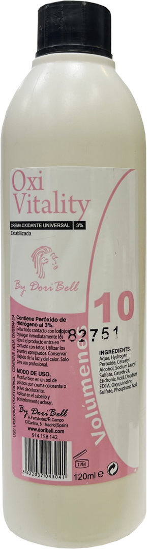 Oxi Vitality 10 VOl By DoriBell 120 ml (emulsión oxidante de 10 volúmenes-3% ) peroxido para tinte