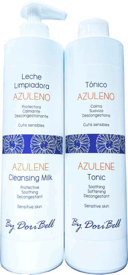 Pack Leche + Tónico al Azuleno cutis sensibles de By DoriBell profesional 480 y 490 ml